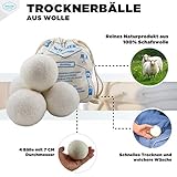 4 x Trocknerball – Bälle aus 100% Wolle zur Nutzung im Trockner, für schnelleres Trocknen und weichere Wäsche. Zeit und Kosten sparen durch Trocknerbälle für jede Wäsche, Decke, Kissen, Kopfkissen oder Daunen im Wäschetrockner. Trocknerkugeln für Wäschetrockner. - 7