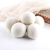 Premium wiederverwendbar natürlicher Weichspüler, Wolle Trocknerbälle Dryer Ball für Wäschetrockner 6er Pack weiß - 6