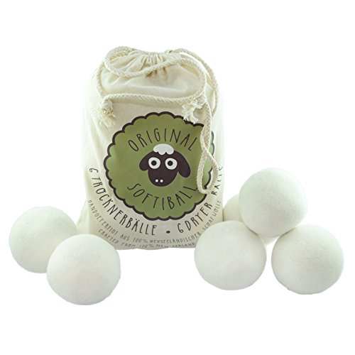 f/ür W/äschetrockner Original Softiball nat/ürliche Trockner-B/älle 6er Pack die umweltschonende Alternative zum chemischen Weichsp/üler handgefertigt aus 100/% Premium-Schafwolle Trocknerkugeln